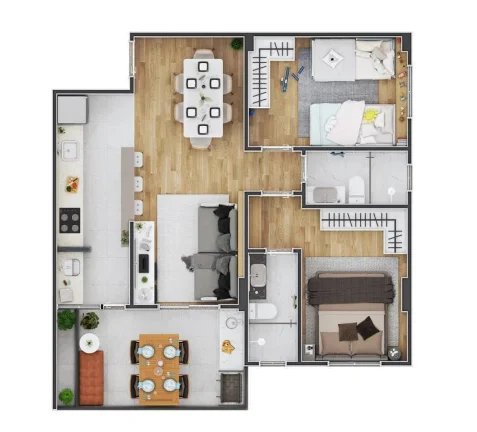 Imagem APARTAMENTO COM 73.4 m² - FORTE - PRAIA GRANDE SP