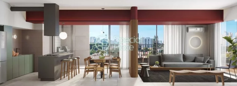 Imagem Apartamento à venda no Brooklin - Área: 62,00m² - Living com varanda - Sala de Jantar - 02 dormit...