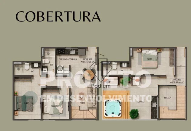 Imagem Cobertura Duplex com jacuzzi privativa no bairro do Aeroclube / Bessa - CO0298
