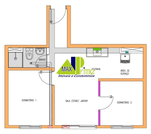 Imagem APARTAMENTO 40M²/02 DORMITÓRIOS/PISO LAMINADO/01 VAGA COBERTA