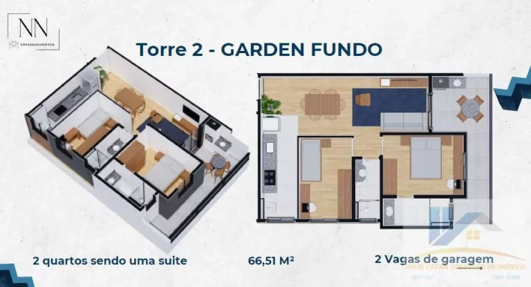 Imagem Apartamento Garden para Venda em São José dos Pinhais, Boneca do Iguaçu, 2 dormitórios, 1 suíte, 2 banheiros, 2 vagas
