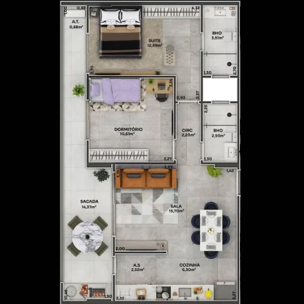 Imagem APARTAMENTO COM 80.07 m² - BOQUEIRÃO - PRAIA GRANDE SP