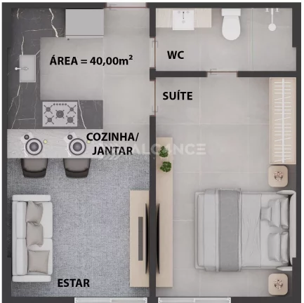 Imagem Quisque - 56,57 m² - Cabo Branco, João Pessoa/PB