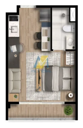 Imagem Lindo Loft com 24mts² de área útil, =Ï 1 dormitório. =Á banheiro, =Ë sala de estar.