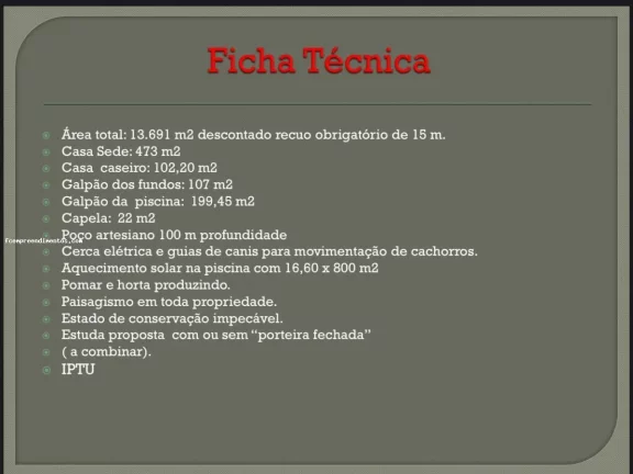 Imagem Sítio para Venda em Porto Feliz, Km 90 Rodovia Castelo Branco, 6 dormitórios, 3 banheiros, 16 vagas