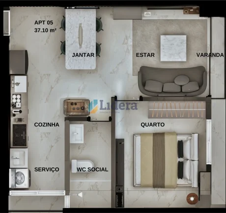 Imagem Apto - 2 Quartos - 1 Suíte - 55,31 m² - Intermares, Cabedelo/PB
