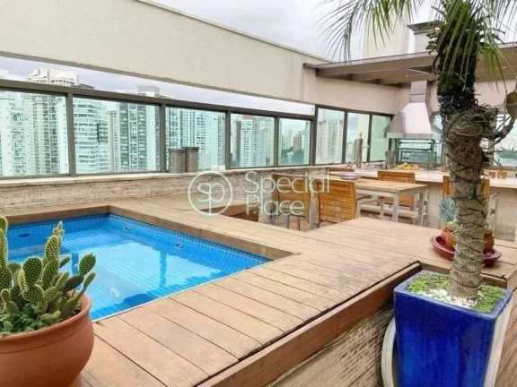 Imagem Excelente cobertura com 240m² no Brooklin A piscina e área gourmet ficam no primeiro pavimento o q...