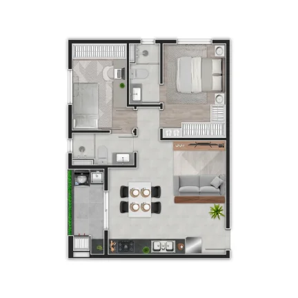 Imagem BOM RETIRO - Apartamento 2 quartos com 1 suíte. 1 vaga. 64,89m².