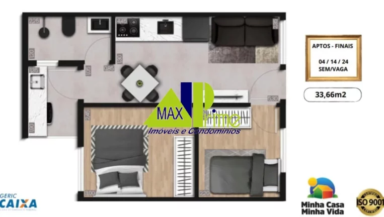Imagem APARTAMENTO 34M²/02 D0RMITÓRIOS/SACADA/