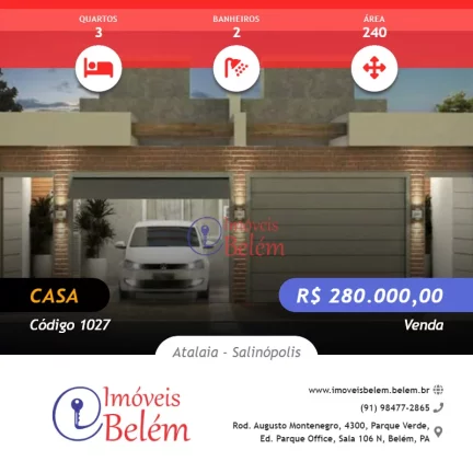 Imóveis Belém vende casa no bairro do Atalaia