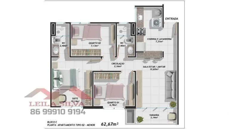 Apartamento 3 dormitórios para Venda em Parnaíba, São Sebastião, 3 dormitórios, 1 suíte, 2 banheiros, 1 vaga
