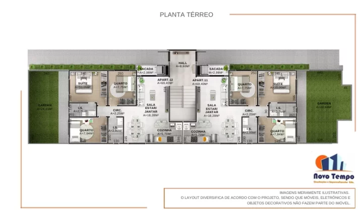 Imagem Apartamento Garden para Venda em São José dos Pinhais, Centro, 3 dormitórios, 1 suíte, 2 banheiros, 2 vagas