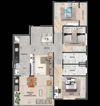 Imagem APARTAMENTO COM 95.75 m² - JARDIM LAS PALMAS - GUARUJA SP
