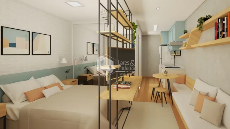 STUDIO À VENDA, COM 26M² COM PONTO PARA AR COND. AQUECIMENTO A GÁS, PONTO DE COOKTOP ELETRICO E TOMADAS USB E PERSIANAS DE ENROLAR - RESIDENCIAL JARDIM VERI