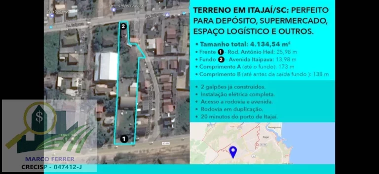 Terreno à Venda, 4.134 m² em Itajaí