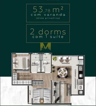 Imagem Espetaculatr Apartamento à venda, no Merizzo Residencial, com 2 a 3 quartos , 48m2a 122m2 no Capão Raso, em Curitiba.