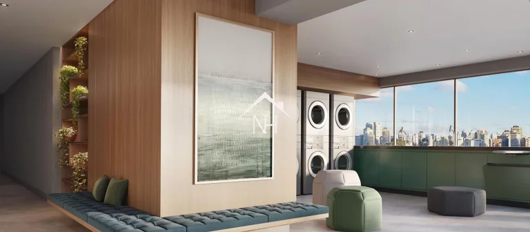 Imagem Studio de 32m no Brooklin c/ dormitório integrado a varanda,espaço gourmet,piscinas,salão de jogos,fitness,bicicletário,sauna,lavanderia,spa,sauna
