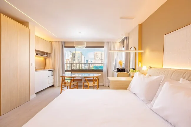 Imagem Apartamento 29M², 1Q, 1 Banheiro, Churrasqueira, Piscina, Piscina no Rooftop, Salão de Jogos, Terraço, Lounge, Deck Molhado, Split, Lounge, Lavanderia