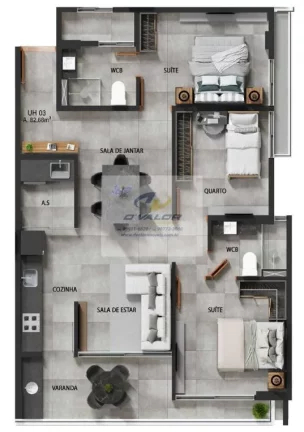 Imagem Vendo Apartamento com 60,53m², 2 quartos s/ 1 suíte, sala p/2 ambientes e 1 vaga