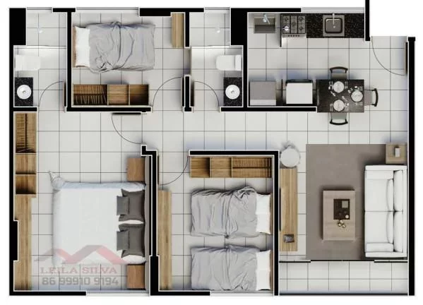 Imagem Apartamento 3 dormitórios para Venda em Teresina, Primavera, 1 dormitório, 1 suíte, 2 banheiros, 1 vaga