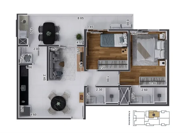 Imagem APARTAMENTO COM 71.8 m² - GUILHERMINA - PRAIA GRANDE SP