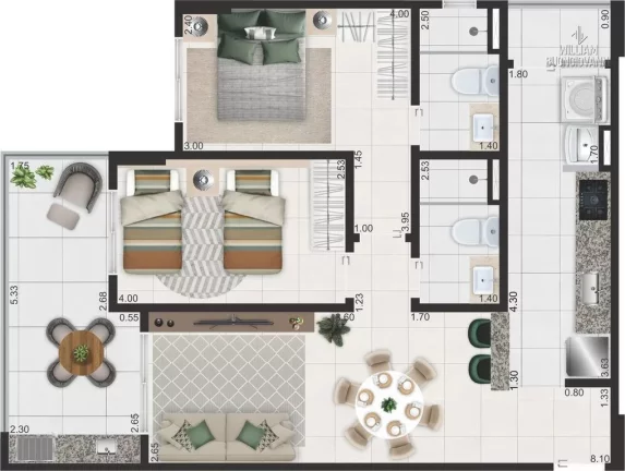 Imagem Apartamento Exclusivo – 2 dmt, 1 suíte - Aviação, Praia Grande-SP