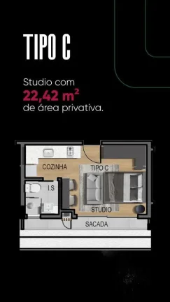Imagem Apartamento Studio 22 m2 no Alto da XV/Centro em Curitiba.