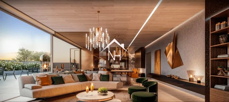 Imagem apartamento de 131m com 3 Suítes, Hall Privativo,2 Vagas, Terraço Gourmet, Academia, Churrasqueira, Brinquedoteca,Deck, Piscina,Solarium, Spa, Lareira