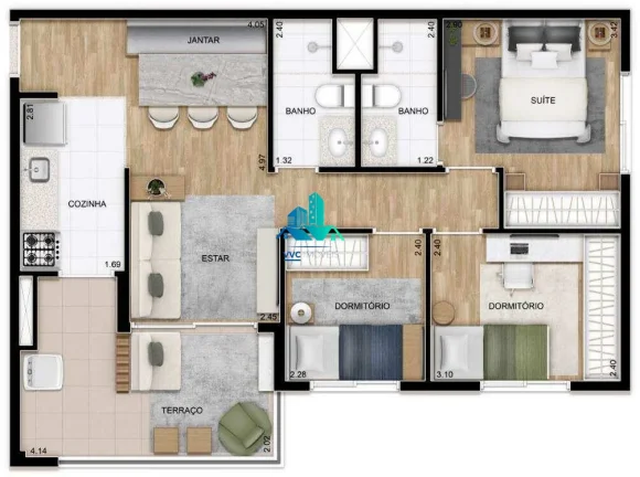 Imagem Apartamento Moderno com 1 suite,1 Vaga e Varanda – Confira!