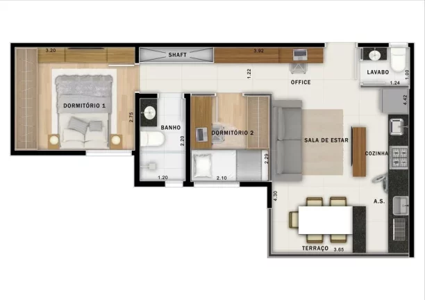 Imagem Apartamento à venda no Jardim, Santo André-SP: 2 quartos, 1 suíte, 2 banheiros, 1 vaga de garagem, 50m² - Condomínio Move Jardim.