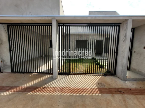 Imagem Casa nova na Zona Leste de Londrina com 98m² de área útil, 3 dormitórios (1 suíte), banheiro social, sala integrada, cozinha e 2 vagas de garagem.