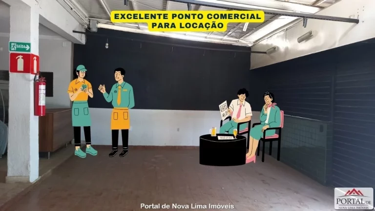 Imagem Loja para locação em Nova Lima com aproximadamente 90 m² de frente para a rua principal do bairro.