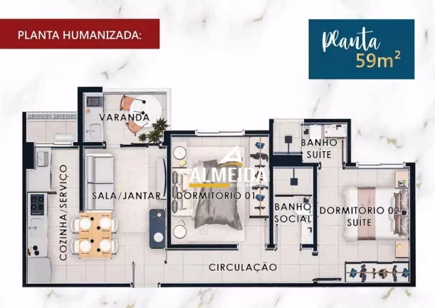Imagem Apartamento com 2 dormitórios à venda, 56 m² por R$ 440.000,00 - Jardim do Horto - Rio Claro/SP