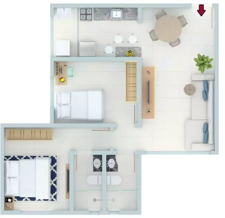 Imagem Apartamento 2 Quartos, 01 suite, 02 vagas