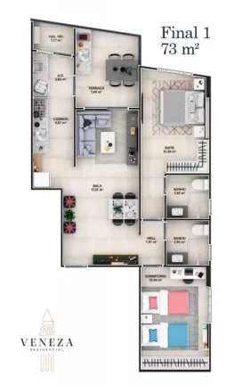 Imagem EXCELENTE APARTAMENTO NA AVIAÇÃO 2 DORMITÓRIOS 1 SUÍTE 1 VAGA!!!