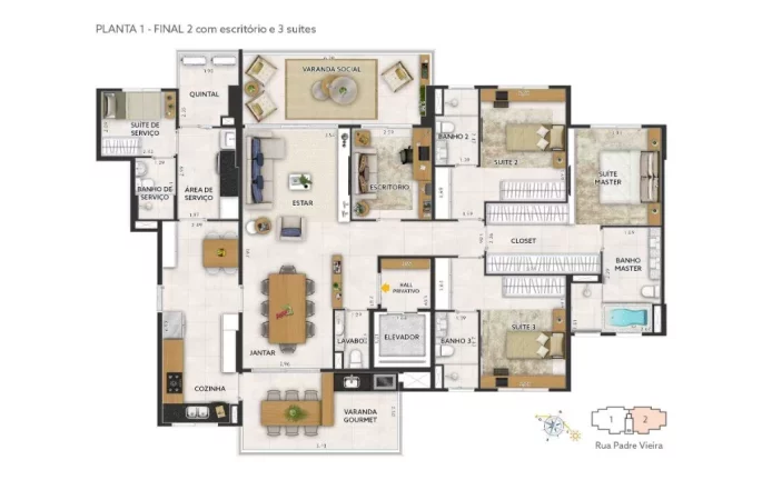 Imagem Luxuoso apartamento à venda no Jardim, Santo André-SP, 4 quartos, 3 suítes, 4 banheiros, 3 vagas na Condomínio Epic Patriani.