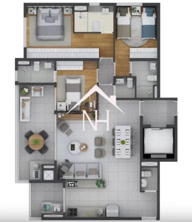 Imagem Apartamento de 111m c/ 3 suítes, 2 vagas, terraço gourmet, Brinquedoteca, piscinas Adulto e infantil, salão de festas,academia,sauna,pet care,solarium