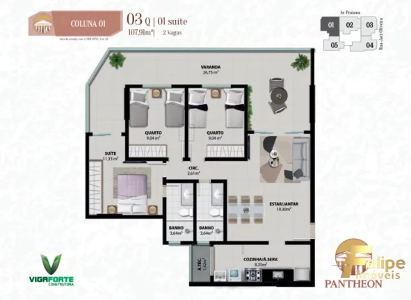 Imagem UM PERFEITO APARTAMENTO DE 3 QUARTOS PARA TODA A FAMÍLIA NA PRAIA DO MORRO / GUARAPARI - ES
