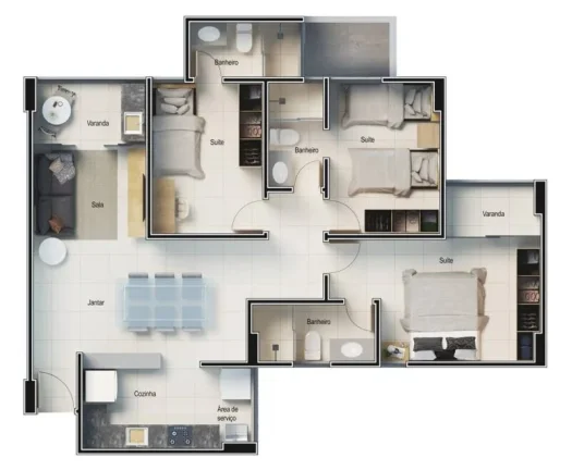Imagem Apartamento 3 dormitórios para Venda em Teresina, Fatima, 3 dormitórios, 3 suítes, 3 banheiros, 2 vagas