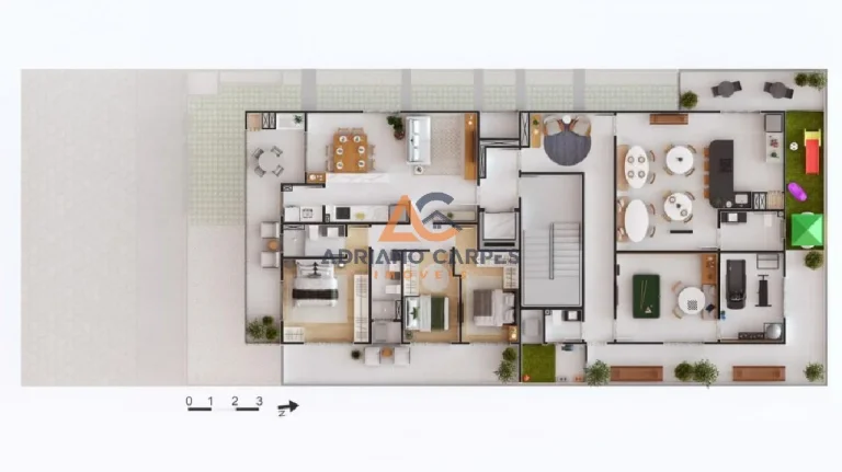 Imagem Apartamento com 3 dormitórios na praia de Gravatá em Navegantes com churrasqueira, vista panorâmica com área de lazer a apenas 450 metros da Pedra da Miraguaia!