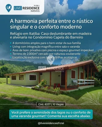 Imagem Capela do Barreiro Casa de Madeira e Alvenaria em Condomínio com Lazer