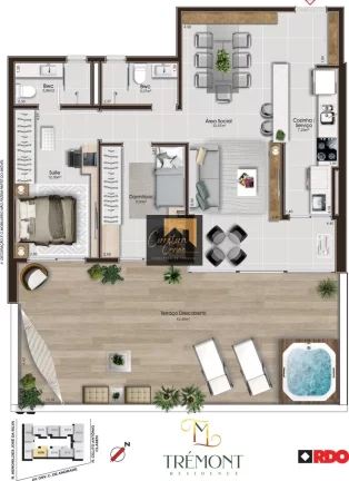 Imagem Apartamento no 6º andar com 124,57m² privativos, 2 quartos sendo 1 suíte! Sala de estar e jantar ...