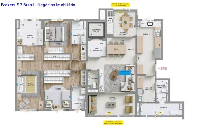 Imagem Apartamento de Luxo no Condomínio Splendor Jardim: 3 Quartos, 3 Suítes, 2 Vagas - 163m² em Santo André-SP!