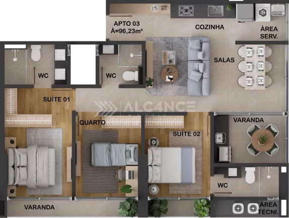 Imagem Apto Alto Padrão - 3 Quartos - 2 Suítes - 89,81 m² - Aeroclube, João Pessoa/PB