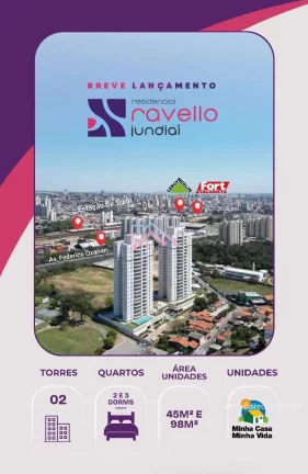 Imagem Breve Lançamento de Apartamentos Residencial Ravello - Área útil 45 a 98 m2 com 2 e 3 dormitórios - 1 vaga - Bairro Ponte São João - Jundiaí - São Paulo / COD. 34036