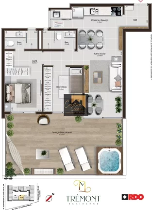Imagem Apartamento no 6º andar com 108,04m² privativos, 2 quartos sendo 1 suíte! Sala de estar e jantar ...
