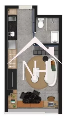 Imagem Studio de 27m com dormitório e terraço,Churrasqueira,Deck, Fitness, Pet Place, Piscina, Sauna, Solarium, Spa, Bicicletário Lavanderia, Salão de Festas