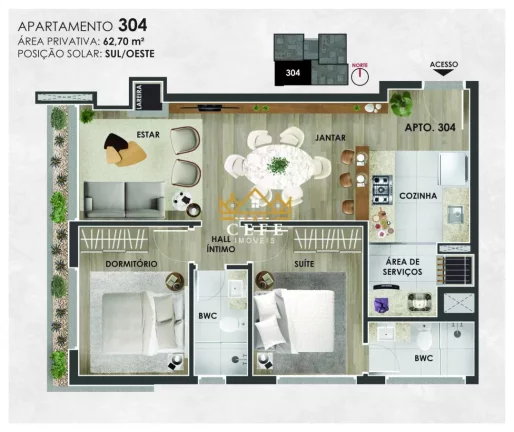Imagem Apartamento com 2 Dormitorio(s) localizado(a) no bairro Planalto em Gramado / RIO GRANDE DO SUL Ref.:1436
