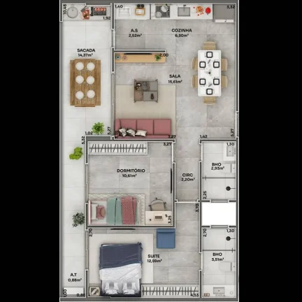Imagem APARTAMENTO COM 80.07 m² - BOQUEIRÃO - PRAIA GRANDE SP