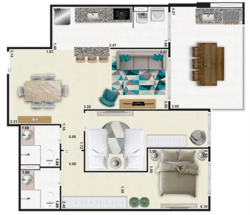 Imagem APARTAMENTO COM 77.23 m² - OCEANOPOLIS - MONGAGUA SP